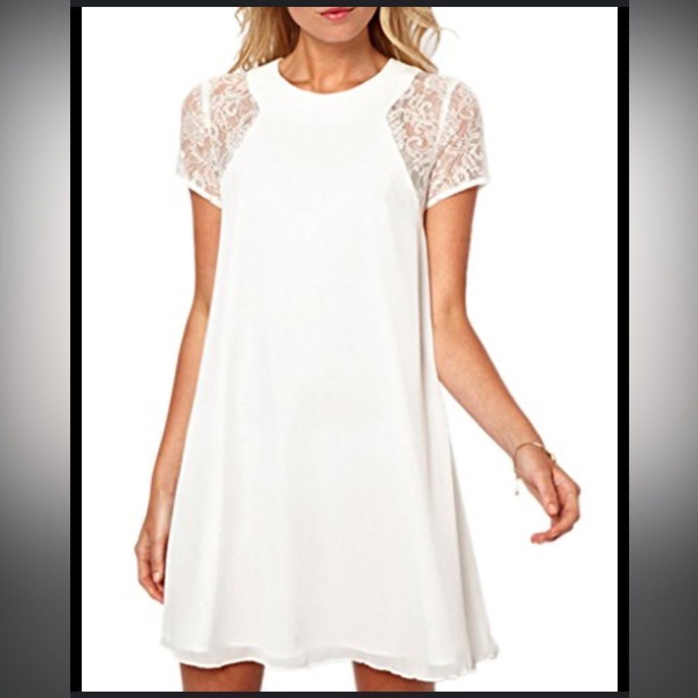 Maurice’s White Lace Sleeve Dress Sz L